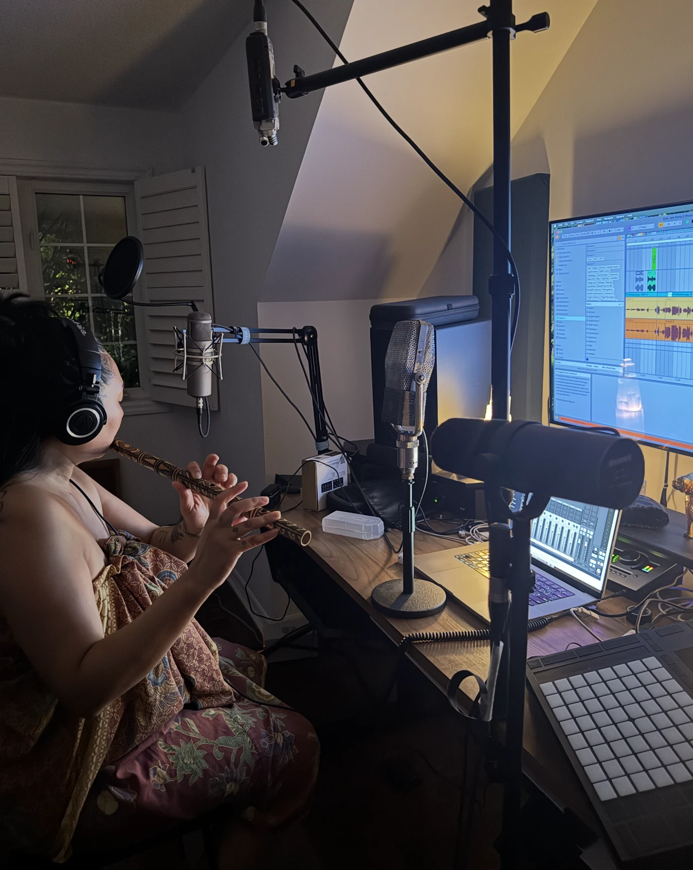 Jen Maramba recording flute